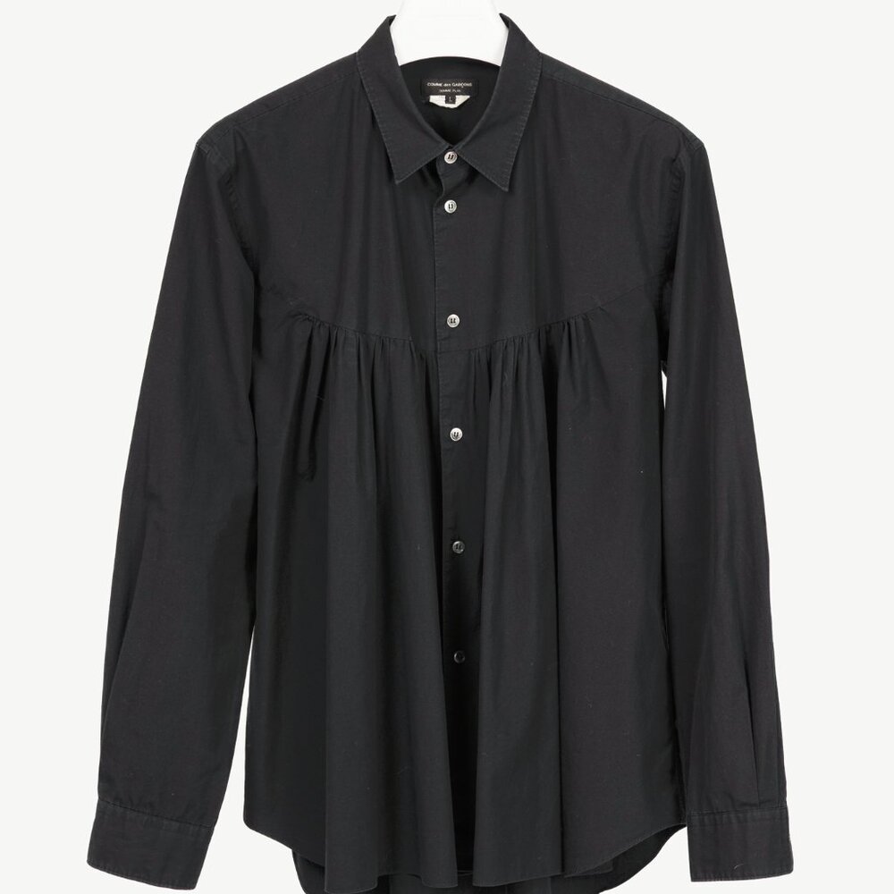 Comme des Garcons Homme Plus Black Cotton-Poplin Gathered-Yoke Buttoned Shirt